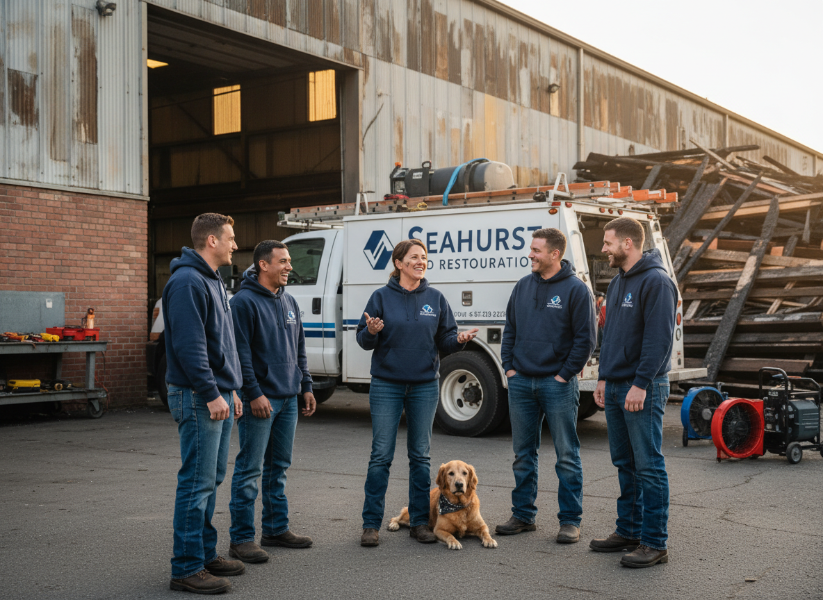 The Fire Damage Restoration Seahurst team at work in Seahurst